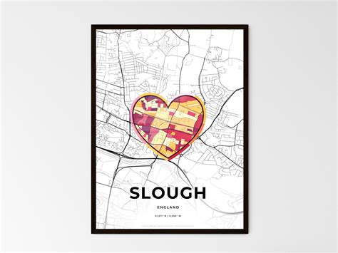 Our map of Slough England shows minimalist designed roads, railroads ...