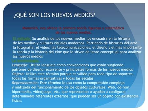 El lenguaje de los nuevos medios de comunicación Lev Manovich PPT