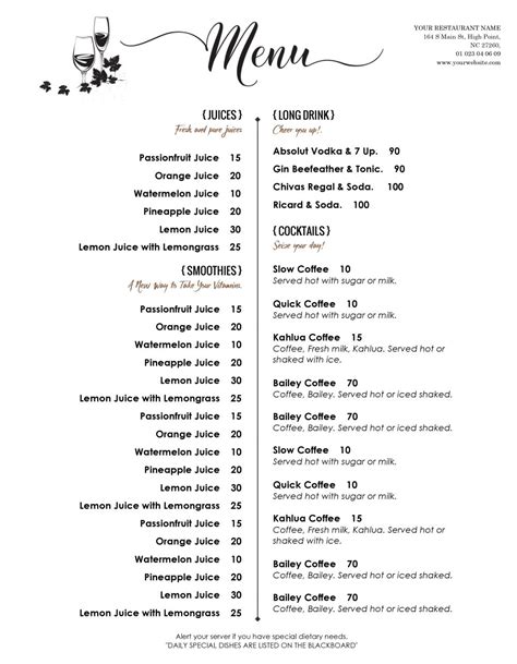 Free Printable Restaurant Menu Templates - prntbl ...