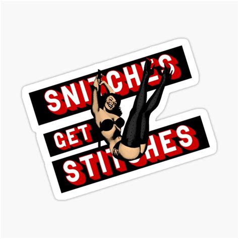 Snitches Get Stitches Funny Vintage Pinup Sticker For Sale By Vcc