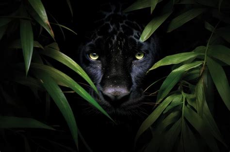 Premium AI Image | Capture of powerful panther camouflaged in the ...