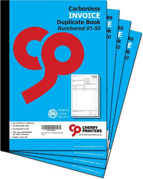 Cherry Carbonless NCR Duplicate Invoice Book Perfect For Self Employed