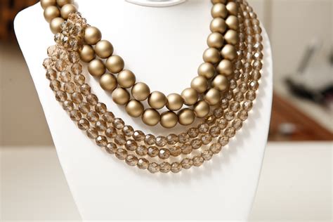 Champagne Bronze Pearl And Crystal Bead Coppola E Toppo Necklace On