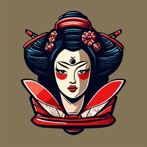 Geisha Japonesa Samurai Garota Desenhada M O Plano Elegante Adesivo