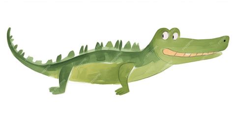 Premium Photo | Cartoon illustration of a green alligator with a big ...