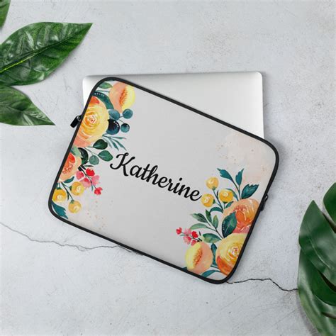 Personalized Floral Laptop Sleeve Floral Laptop Case Custom Etsy