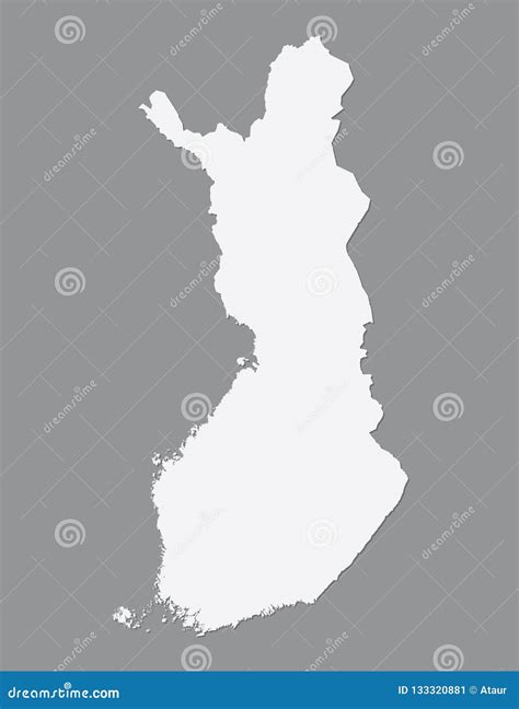 White Color Finland Map Using Single Border Line On Dark Background