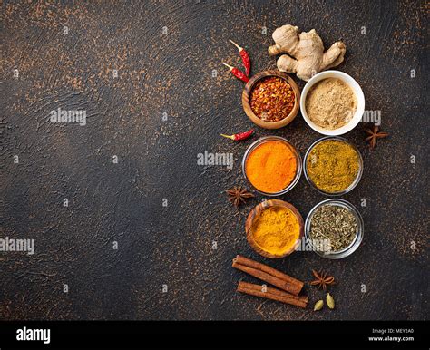 Traditional Indian Spices On Rusty Background Stock Photo Alamy