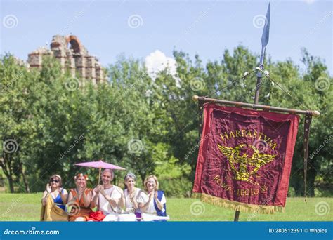 Harpastum Match Reenactment Editorial Photo - Image of aqueduct, flag: 280512391