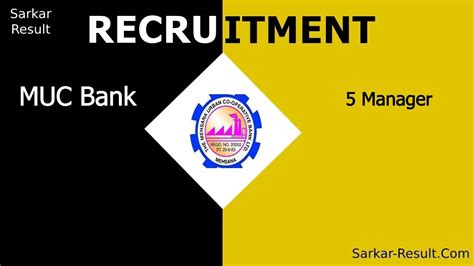 MUC Bank Recruitment 2024 Eligibility Apply Online For 5 Manager