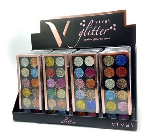 24 Paletas Vivai Sombras Glitter 12 Cores Atacado Revenda