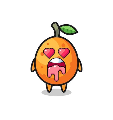 Premium Vector The Falling In Love Expression Of A Cute Kumquat With