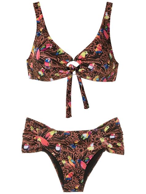 Buy AMIR SLAMA Papagaio Print Bikini Set Black At 20 Off Editorialist