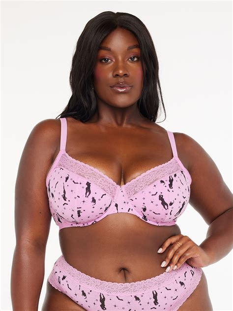 Cotton Essentials Lace Trim Unlined Bra In Pink Savage X Fenty