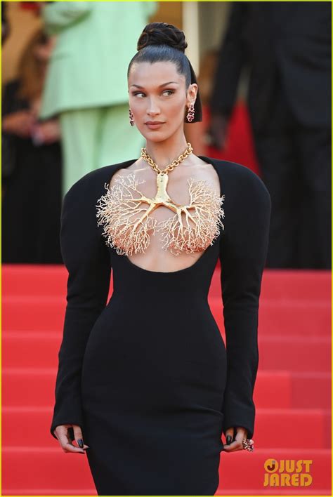 Bella Hadid Stuns With Incredible Gold Dipped Lungs Look At Cannes Film