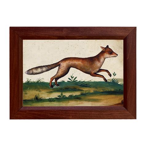 Red Fox Running Watercolor Print in Wood Frame | Madison Bay Company