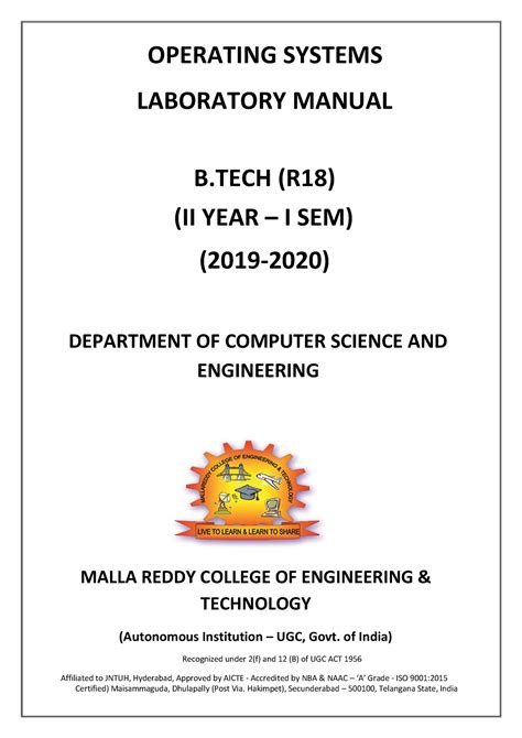 Operating Systems LAB R18 OPERATING SYSTEMS LABORATORY MANUAL B R18