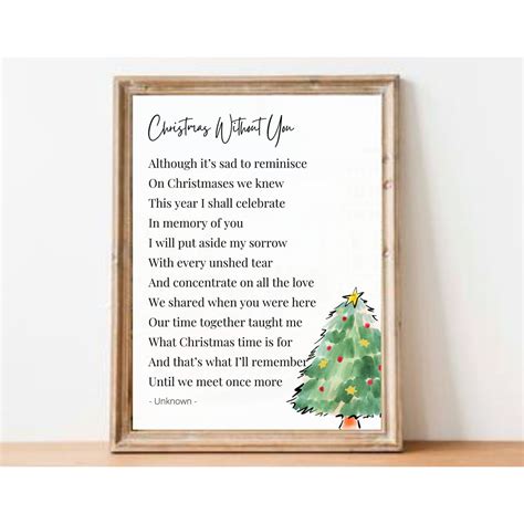 Christmas Without You, Printable Poem, Instant Digital Download ...