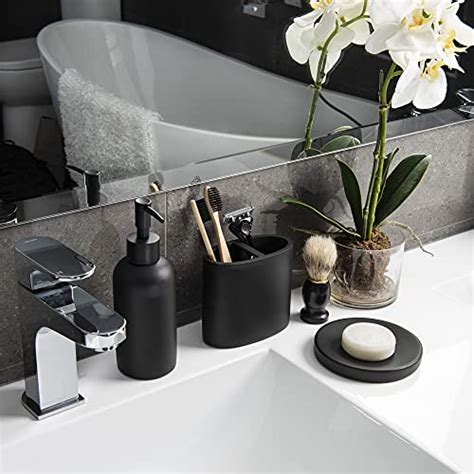 Premium 5 Pcs Matte Black Bathroom Accessories Set Complete Black