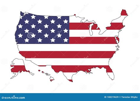 United States Of America Map With Flag North America Stock Vector