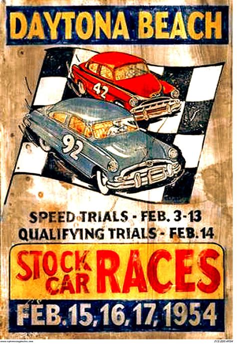 Vintage Reproduction Racing Poster Nascar 1954 Daytona Beach Etsy