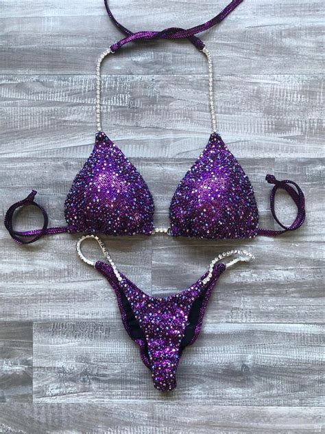 Competition Bikini Purple Npc Ifbb Ocb Competition Bikinis Etsy