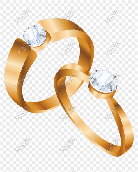 Vector Hand Drawn Gold Ring Diamond Eternal Love PNG Picture And