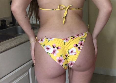 Yellow Cherry Blossom Print Classic Scrunch Bikini Bottoms Doll