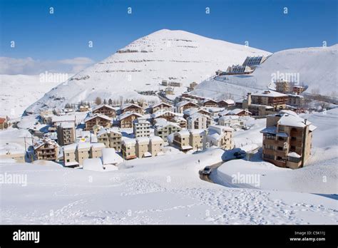 Snow covered ski resort, Mzaar, Faraya, Lebanon Stock Photo: 37911934 ...