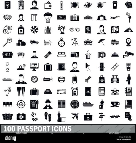 Passport Icons Set Simple Style Stock Vector Image Art Alamy