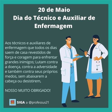 20 de maio dia do técnico e do auxiliar de enfermagem Parabéns