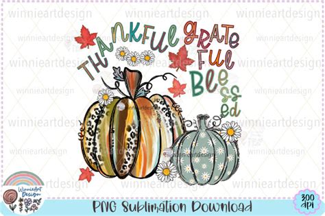 Thankful Grateful Blessed Pumpkin Doodle Graphic By Winnieartdesign