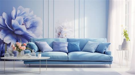 Premium AI Image | Modern Blue Living Room Design with Sofa and Furniture