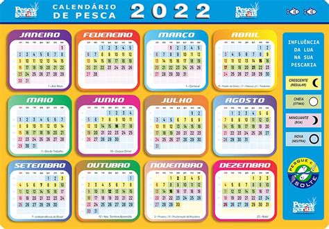 Calendário de Pesca 2022 e 2023 pescarias conforme a Lua