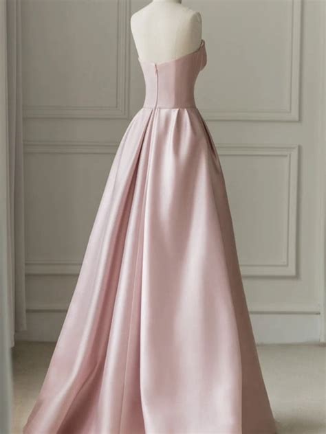 Sleeveless Satin A Line Floor Length Evening Gown Slit With Tulle Stra