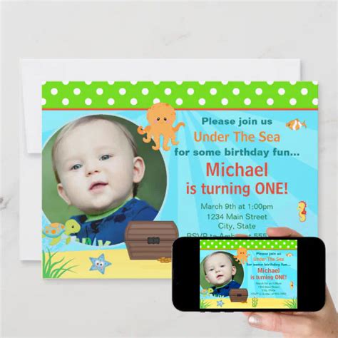 Under The Sea Birthday Invitation X Photo Card Zazzle