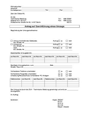 Ausfüllbar Online Antrag auf Durchfhrung eines Umzugs Fax Email Drucken