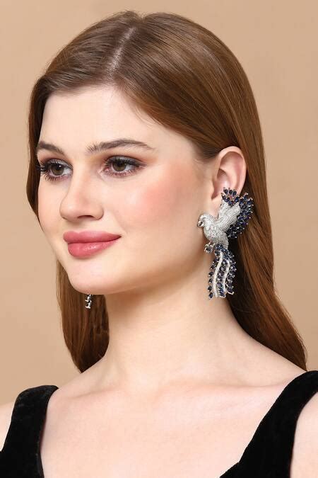 Buy Silver Plated American Diamonds Embellished Parrot Statement