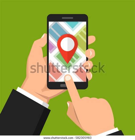 Hand Holding Smartphone Touching Screen Mobile Image Vectorielle De Stock Libre De Droits