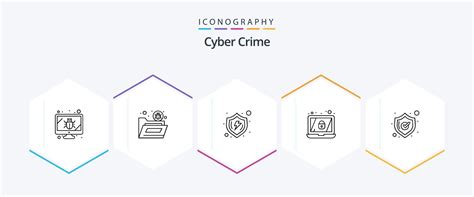 Cyber Crime 25 Line Icon Pack Including Safety Laptop Virus