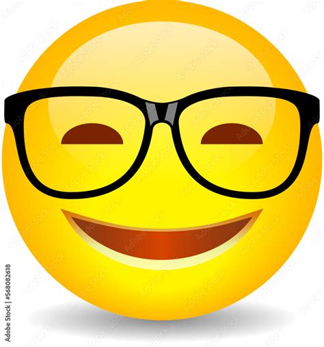 Nerd emoji with glasses, vector cartoon Stock Vector | Adobe Stock