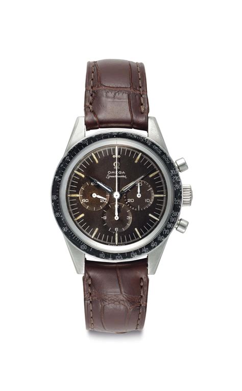 Omega. A Stainless Steel Chronograph Wristwatch with "Tropical" Dial ...