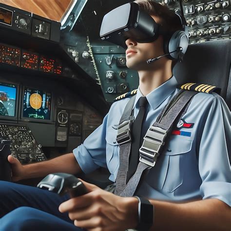 Premium Photo Virtual Reality Pilot Flight Training By Vr Goggles