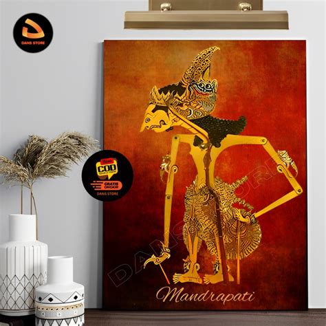 Jual Poster Wayang Kulit Mandrapati Hiasan Dinding Bahan Art Carton Dan