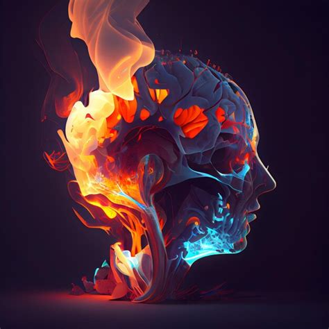 Premium Photo | Human head made of fire and smoke on dark background ...