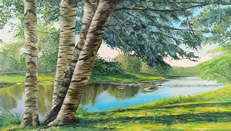 Birch Branch Painting By Mantas Naulickas Jose Art Gallery