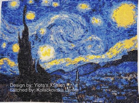 Starry Night Van Gogh Counted Cross Stitch Kit Etsy