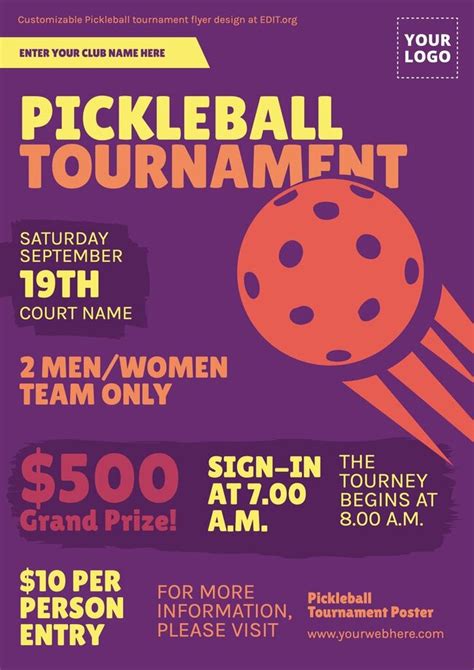 Pickleball Flyer Template Free Printable Word Searches