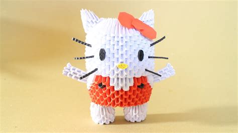 How To 3d Origami Hello Kitty Youtube