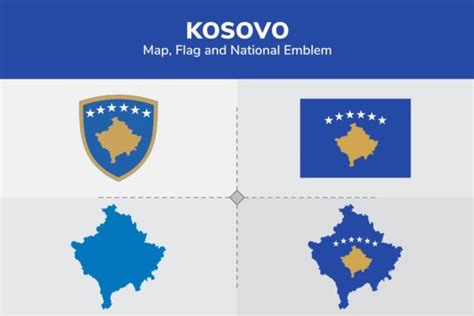 Kosovo Map, Flag & National Emblem Graphic by shahsoft · Creative Fabrica